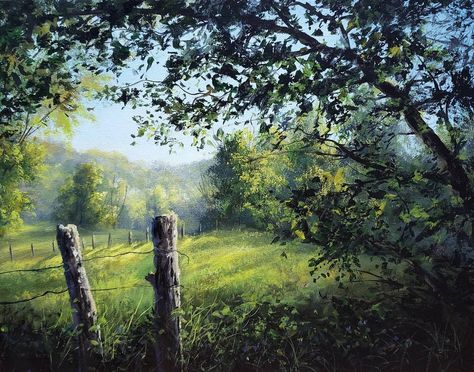 This week I did a painting of a grassy meadow with a nice dark foreground tree. The sunlight hitting the tree leaves helps add detail. Check out the video! Kevin Hill Paintings Acrylics, Grass Houses, Tree Painting Tutorial, Kevin Hill Paintings, Oil Painting Tutorials, Hills Painting, Paint Videos, Hill Painting, Kevin Hill