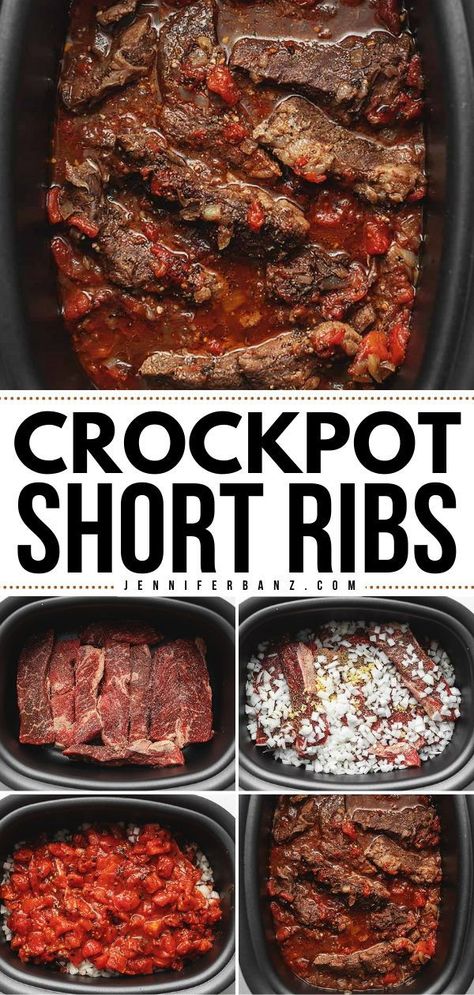 An easy crockpot recipe with only 5 ingredients! Tender with an amazing flavor, these Crockpot Short Ribs are perfect every time. Definitely a winner! So, grab some beef short ribs and enjoy this slow cooker dinner! Recipe For Beef Short Ribs Crock Pot, Easy Beef Short Ribs Crock Pot, Easy Crockpot Short Ribs, Short Ribs Recipe Crockpot Easy, Slow Cooker Beef Short Ribs Recipes, Country Beef Ribs Boneless Crockpot, Short Ribs Slow Cooker Boneless, Crockpot Boneless Beef Ribs Recipes, Short Rib Recipes Easy