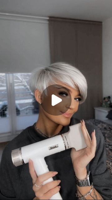 Undercut Straight Hair, Short Haircut 2024 Trends Women, Short Haircut With Undercut, Plum Pixie Hair, Super Short Pixie White Hair, Short Silver Hair Pixie Cuts Older Women, Styling Pixie Haircut, Pixie Cut 2024, Grey Pixie Haircut