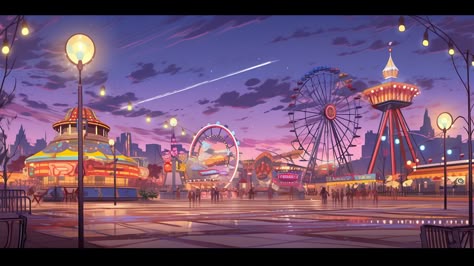 Anime Amusement Park Background, Anime Playground Background, Anime Circus, Retro Carnival, Circus Background, Portrait Background, Sports Graphic Design, Banner Background Images, Futuristic City