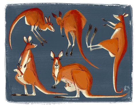 Red Kangaroos by Steph-Laberis.deviantart.com on @deviantART Kangaroo Concept Art, Kangaroo Character Design, Kangaroo Character, Kangaroo Cartoon, Kangaroo Illustration, Koala Drawing, Kangaroo Art, Character Design Concept Art, Red Kangaroo