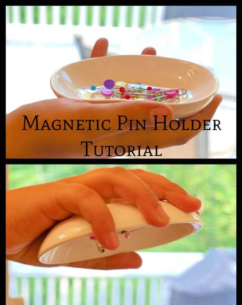 Magnetic Pin Holder Tutorial - createwithclaudia.com Magnetic Pin Holder, Magnetic Pin Cushion, Bobby Pin Holder, Diy Pin Cushion, Metal Glue, Unique Quilt Pattern, Sewing Spaces, Reading Diy, Pin Holder