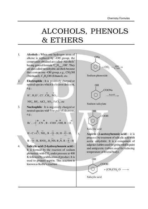 Alcohol phenol and ether formula| Download PDF Alcohol Phenol Ether Notes, Jee Prep, Chemistry Class 12, Organic Chemistry Study, Chemistry Basics, Learn Physics, Study Chemistry, Hydrogen Atom, Physics Notes