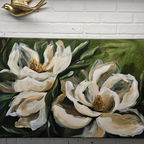 Smell the sweet Magnolias 🤍 I love how the painting turned out! This beauty is framed, ready to hang in your home🏡 #zoewhiteart #abstractpainting #texasartist #painting #floral #magnolia #floralpaintings #homedecor Magnolia Oil Painting, Magnolia Flower Art, Magnolia Flower Painting, Magnolia Painting, Magnolia Art, Magnolia Paint, Sweet Magnolias, Room Revamp, Sweet Magnolia