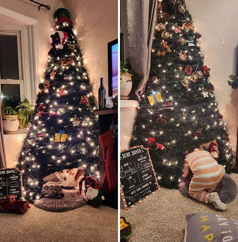 Fort Christmas Tree, Child Friendly Christmas Tree, Christmas Tree Fort Diy, Diy Christmas Tree Fort, Pet Friendly Christmas Tree, Toddler Safe Christmas Tree, Teepee Christmas Tree Diy, Christmas Tree Teepee Diy, Toddler Proof Christmas Tree Ideas