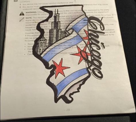 Chicago Chicago Arm Sleeve Tattoo, Chicago Skyline Drawing, Chicago Tattoo Ideas, Chicago Flag Tattoo, Chicago Drawing, Chicago Flag Art, Chicago Skyline Tattoo, Left Tattoo, Honey Tattoo