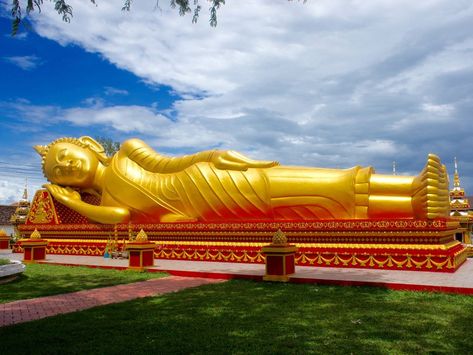 Golden Reclining Buddha Laos in Vientiane Goutam Buddha Hd Wallpaper, Buddha Park Laos, Reclining Buddha, Thailand Big Buddha, Golden Buddha, Vientiane, Gold Buddha Statue, Laos, Recliner