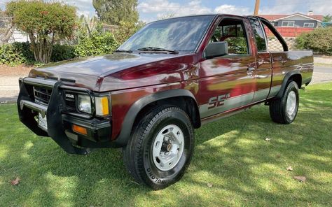 This truck has it all including a 5-speed manual. Have any of you owned a Nissan Hardbody pickup? #4X4, #Nissan Nissan Hardbody 4x4, Nissan Pickup Truck, Nissan Hardbody, Nissan 4x4, Nissan Pickup, Nissan D21, Work Trucks, Nissan Trucks, Mini Trucks