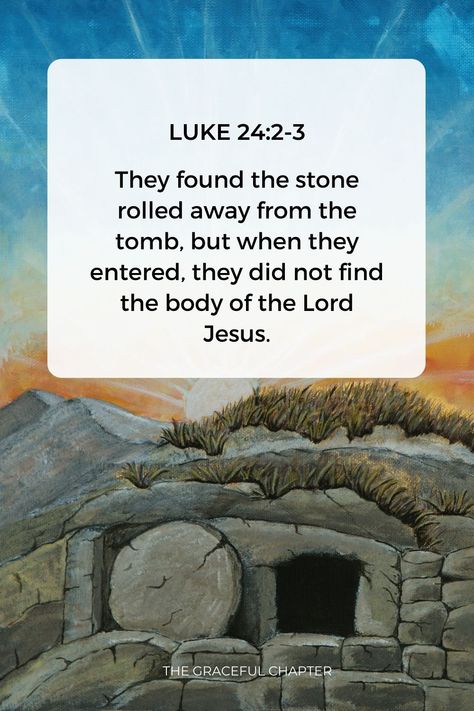 They found the stone rolled away from the tomb, but when they entered, they did not find the body of the Lord Jesus. Luke 24:2-3 Bible Verse About Jesus Resurrection, Luke 15 Lost Sheep, Jesus Rising From The Tomb, Spoiler Alert The Tomb Was Empty, Bible Verse Luke 1:37, Easter Bible Verses, Jesus Resurrection, The Son Of Man, Jesus Images