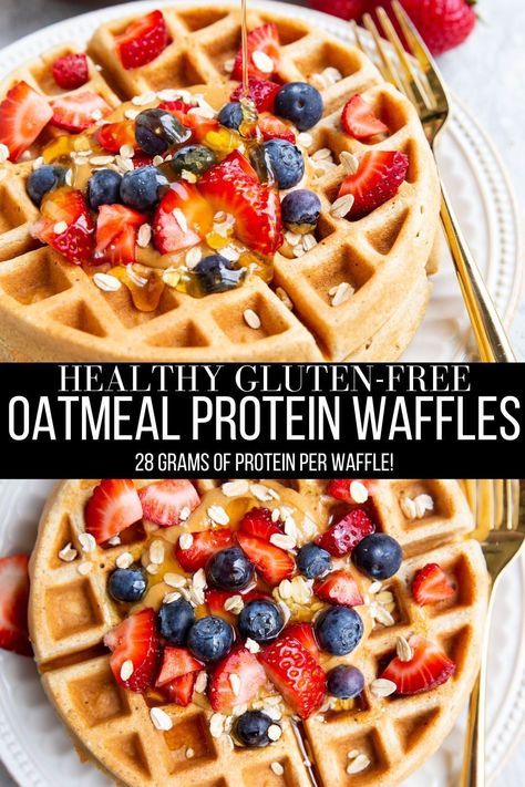 High Protein Waffle Recipe, Protein Waffle Recipe, Fluffy Oatmeal, Oatmeal Protein Pancakes, Waffle Recipe Healthy, Oatmeal Protein, Dairy Free Protein, A Balanced Meal, Healthy Waffles