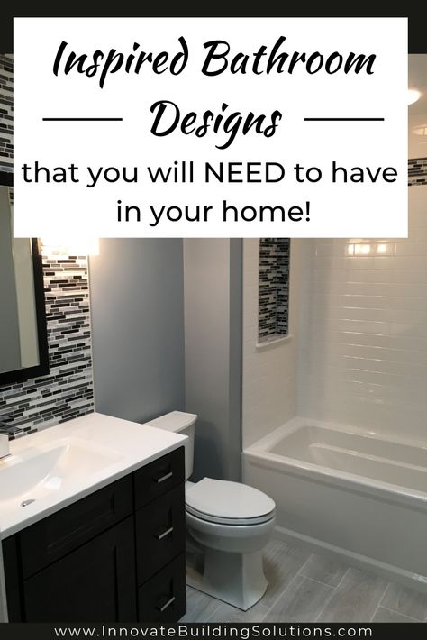 Thinking about remodeling your bathroom? These bathroom designs will inspire you to remodel your bathroom into something that you will LOVE! Check it out here! | Innovate Building Solutions | #bathoomdesignideas | #BathroomRemodelDIY #ShowerRemodel | Bathroom Remodel DIY | Bathroom Design Ideas | Shower Remodel Ideas 2023 Small Bathroom Ideas, Bathroom Remodel Grey And White, Standard Bathroom Remodel, Small Gray Bathroom Ideas, Updated Bathroom Ideas, Bathroom Remodel Gray, Bathroom Reno Ideas, Gray And White Bathroom Ideas, Tile Alternatives