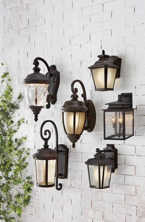 Light up your front porch with a beautiful outdoor light fixture. There's no better time than now to get ready for warmer weather. Enjoy evenings on the porch with a little glowing light. These outdoor sconces are the perfect addition to your home. Available at Home Decorators Collection. Decorating Backyard, Decorating Porch, Outdoor Light Fixture, Porch Light Fixtures, Front Porch Lighting, Porch Outdoor, For Christmas, Outdoor Decorating, Decorative Lights