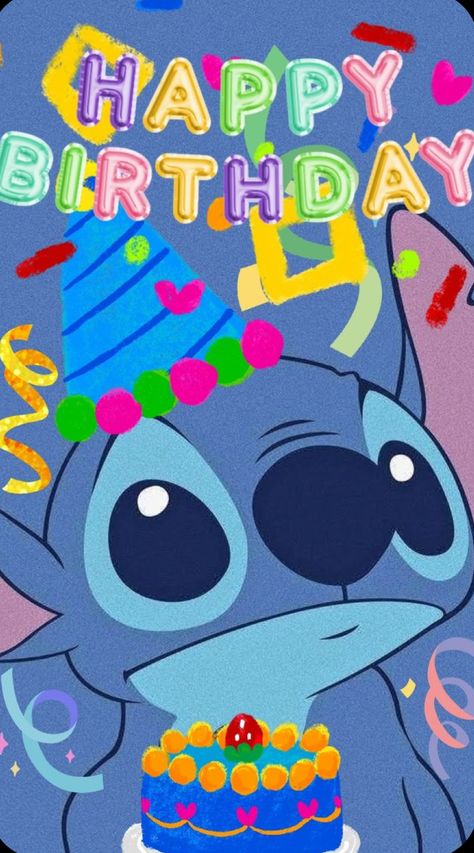 Stitch Happy New Year, Stitch Happy Birthday, Stitch Images, Birthday Stitch, Eeyore Pictures, Toothless And Stitch, Easy Disney Drawings, Stitch Birthday, Disney Cuties