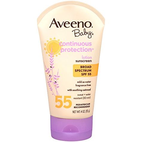 Aveeno Baby Continuous Protection Lotion Sunscreen With Broad Spectrum SPF 55 4 Oz *** Want to know more, click on the image. Best Baby Sunscreen, Baby Moisturizer, Aveeno Baby, Baby Sunscreen, Safe Sunscreen, All Natural Makeup, Baby Lotion, Sunscreen Lotion, Broad Spectrum Sunscreen