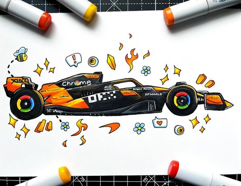 MCL38 🏎️✨🟠 - I had to restart this one twice because I kept messing up the proportions 💀 I was stuck whether to add the small doodles around the car or to just leave it as it was, but I think they are a nice touch so I’m happy I did that :) - @mclaren @landonorris @oscarpiastri - - #art #artist #drawing #traditionalart #illustration #doodle #doodleart #vexx #gawx #cartoonart #formula1 #f1 #mclaren #mcl38 #f1fanart #formula1fanart #landonorris #oscarpiastri Formula Car Drawing, Mclaren Drawing F1, Formula 1 Doodle, F1 Car Illustration, F1 Car Doodle, Formula One Car Drawing, F1 Cars Drawing, Formula One Art, F1 Art Paintings