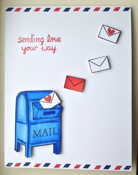 Sending Love Your Way - Scrapbook.com - Sometimes all you need are stamps and markers to create a sweet handmade card. Creative Birthday Cards, Scrapbook Book, Miss You Cards, Sending Love, Diary Ideas, Card Drawing, Book Art Diy, Birthday Cards Diy, Paper Crafts Diy Tutorials