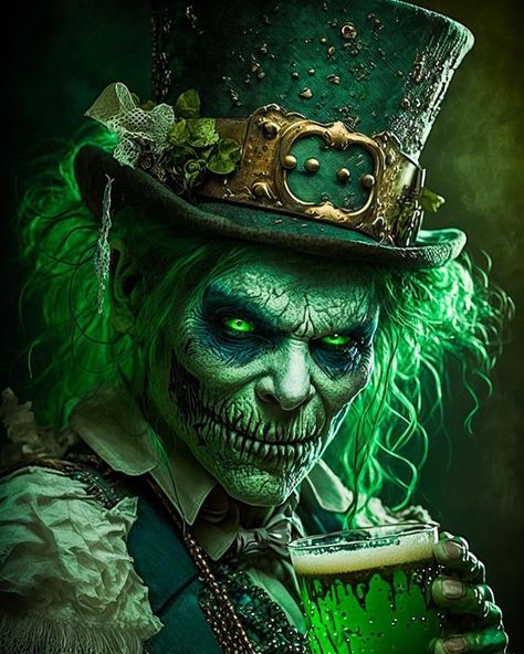 Scary Leprechaun, Wicked Jester, Black Skulls Wallpaper, Hero Quest, Paranormal Pictures, Dark Alice In Wonderland, Halloween Creatures, Joker Comic, Dark Visions