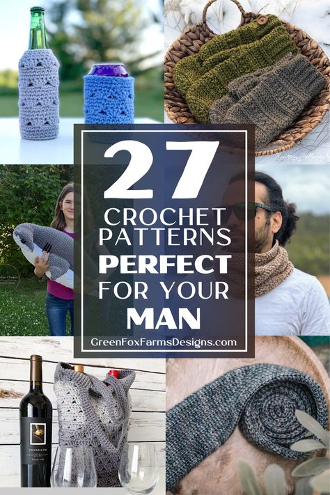 FREE Crochet Patterns to Make Gifts for Him Gift Crochet Ideas, Men Scarf Crochet Pattern, Crochet Patterns For Men, Free Crochet Toy Patterns, Thoughtful Handmade Gifts, Crochet Tote Pattern, Easy Gift Ideas, Men Scarf, Crochet Socks Pattern