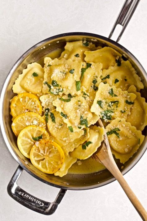 BEST Lobster Ravioli Sauce with Lemon Brown Butter - CucinaByElena Lobster Ravioli Sauce Butter, Lobster Ravioli Sauce Recipe, Baked Salmon Steak, Lobster Ravioli Sauce, Salmon Steak Recipes, Healthy Steak Recipes, Baked Ziti With Chicken, Baked Ziti With Sausage, Ravioli Sauce