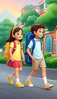 Go To School Cartoon, School Kids Cartoon, Muslim Kids Cartoon, School Students Images, Kids Go To School, School Characters, Cartoons Wallpaper, Happy Back To School, Back To School Background