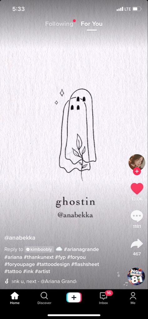 Ghostin Tiktok Tattoo, Ariana Gra, Grande Tattoo, Ariana Grande Tattoo, Song Tattoos, Ariana Grande Songs, Tattoo Minimalist, S Tattoo, Tattoo Inspo