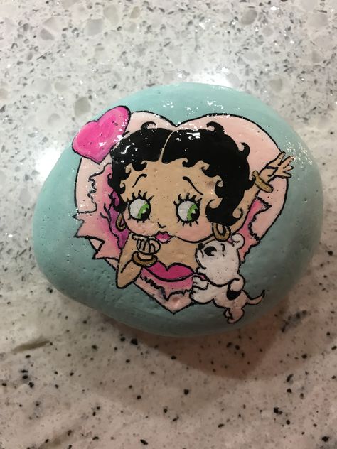 Betty Boop Rock Painting, Betty Boop Pumpkin Painting, Betty Boop Pumpkin, Painting Rocks, Pumpkin Painting, Love Rocks, Painted Pumpkins, Betty Boop, Rock Painting