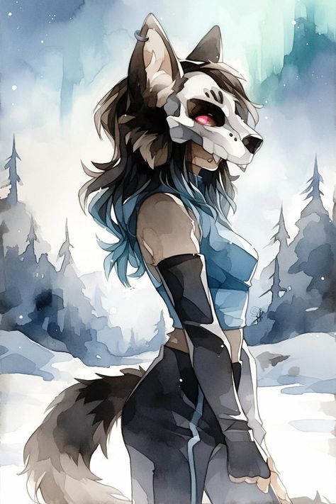 Wendigo Oc Art, Female Wendigo Art, Wendigo Fanart, Female Wendigo, Wolf Girl Art, Wendigo Oc, Fursona Reference, Wolf Anime, Wolf Hybrid