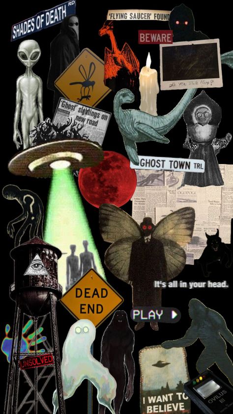 #cryptid #cryptidcore #spooky Cryptidcore Aesthetic, Darkest Academia, Ghost Sightings, New Roads, Frame Template, Ghost Towns, Interstellar, Background Patterns, Ghost