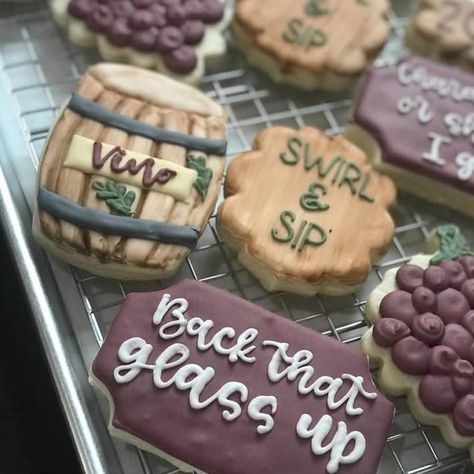 Obsessed at how these wine party cookies turned out!! Someone please order this theme again…. #wineparty #winecookies #cookiesandwine… | Instagram Wine Themed Cookies, Vineyard Birthday, Cookie Themes, Muscadine Wine, Wine Cookies, Theme Cookies, Best Apple Pie, Cookies Theme, Party Cookies