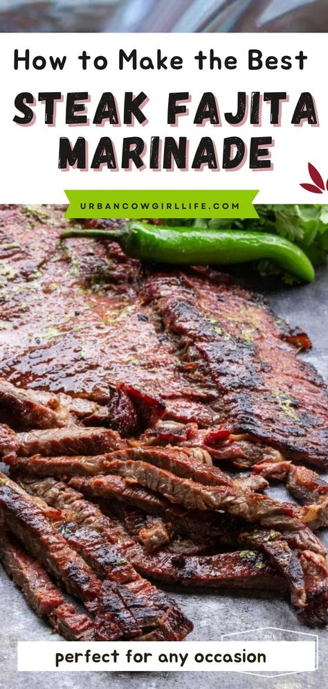 Steak Fajita Marinade Steak Fajita Marinade Recipe, Flank Steak Fajita Marinade, Mexican Steak Marinade, Fajita Marinade Recipe, Grilled Steak Recipe, Beef Fajita Marinade, Steak Fajita Marinade, Beef Fajita Recipe, Skirt Steak Fajitas