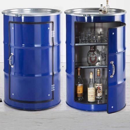 Recycled Barrel, Barrel Ideas, Oil Barrel, Metal Drum, Barrel Furniture, Oil Drum, Bar Storage, Mini Bars, Steel Drum