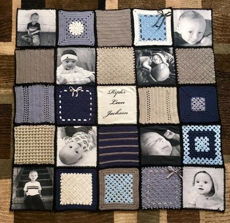 Crotchet Blankets, Crochet Project Free, Baby Clothes Quilt, Memory Blanket, Photo Quilts, Picture Blanket, Memory Quilts, Memory Pillows, Picture Quilts