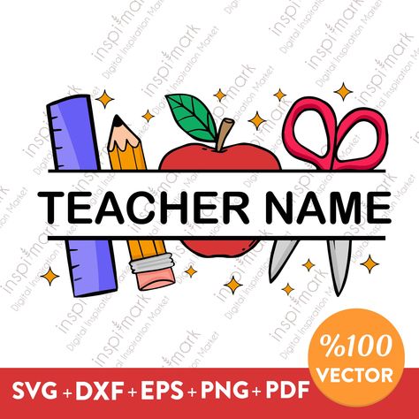 Teacher Name Svg, Custom Teacher Svg, Printable Teacher Name Svg, Teacher Name Svg Shirts, Teacher Svg, Teacher Split Monogram Frame, Svg Shirts, Split Monogram, Diy Teacher Gifts, Teacher Printable, Teacher Svg, Teacher Name, Graphic Design Fun, Monogram Frame, Gifts For Teachers