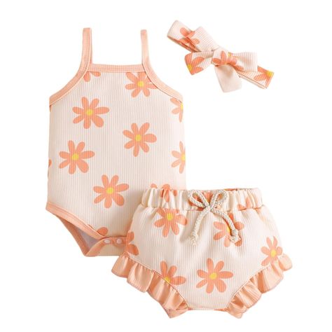 Rose Clothes, Summer Cute Outfits, Toddler Girl Outfits Summer, Ribbed Romper, Baby Easter Outfit, Baby Summer Dresses