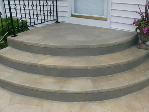 Back Door Entrance, Concrete Front Steps, Concrete Front Porch, Paver Steps, Patio Stairs, Front Porch Steps, Front Door Steps, Concrete Patios, Patio Steps