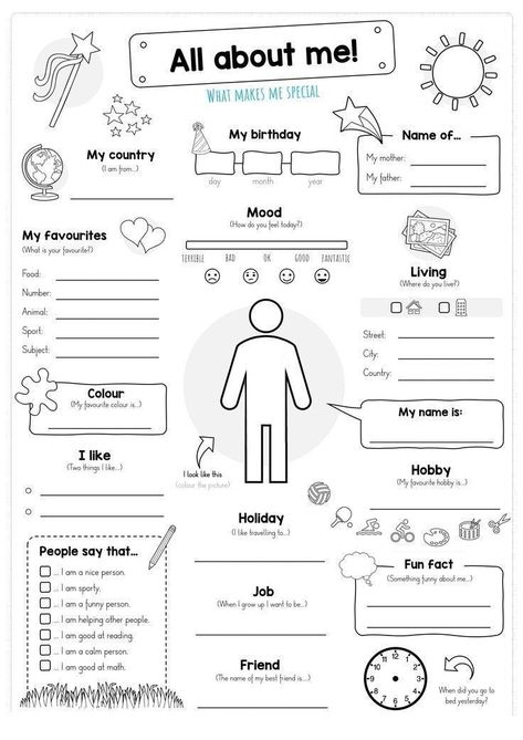 Fun Facts About Me Template, My Fav Things Template, Diary Printable Pages, About Me Dairy Ideas, All About Me Aesthetic Journal, All About Me One Pager Ideas, Things To Fill Out Template, All About Me Middle School Printable, What Terms You Can Use For Me Template