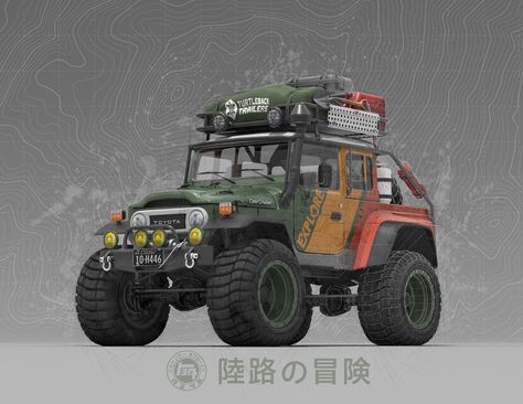 ArtStation - Toyota FJ40 Overland, Marco Demartin Wisconsin Vacation, Romantic Tattoo, Toyota Fj40, Marvel Artwork, Custom Hot Wheels, Rc Autos, Truck Art, Game Concept Art, Car Drawings