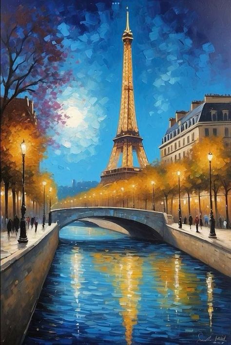 Eiffel Tower Painting Acrylic, Vacation Painting, Eiffel Tower Painting, Analogous Color Scheme, Oil Painting For Beginners, Paris Painting, Paris Wallpaper, Paris Art, White Clouds