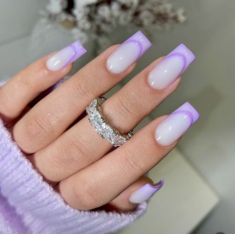 Bees Nails, Square Nail Ideas, Light Purple Nails, Tip Nail Designs, Nail 2024, Spring Nails Ideas, Simple Fall Nails, Purple Acrylic Nails, Acrylic Nail Set