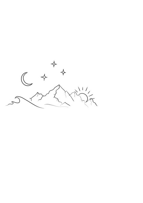 Wrap Around Arm Tattoo Bicep, Stars Mountains Oceans Tattoo, Tattoos Above Elbow Crease, Mountain Line Work Tattoo, Small Scenery Tattoo, Landscape Line Tattoo, Minimalist Mountain And Sea Tattoo, Mountain Fineline Tattoo, Utah Mountain Tattoo