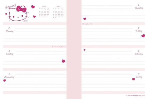 Sanrio Weekly Planner Template, Hello Kitty Daily Planner, Sanrio Weekly Planner, Hello Kitty Weekly Planner, Sanrio Planner, Calendar Sanrio, Planner Template Printable, Hello Kitty School, Leto Joker