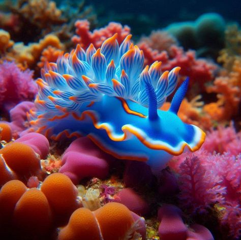 The Seasnail Berghia coerulescens is a species of sea slug that is known for its striking blue coloration and unique feeding habits. These sea snails ... -  #Aarde #ai #AIArt #Animal #Animalia Nudibranch Photography, Cute Slug, Sea Bunnies, Blue Sea Slug, Creature Inspiration, Ocean Wonders, Sea Snails, Positivity Board, Sea Slugs