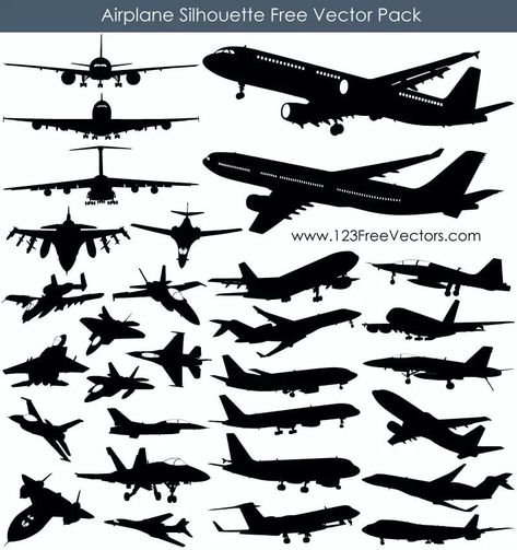 Airplane Silhouette Free Vector Pack Free Photoshop Text, Airplane Vector, Airplane Silhouette, Aircraft Images, Cricut Design Studio, Airplane Photography, Photoshop Text, Airplane Art, Free Vector Illustration