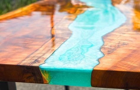 Tutorial: Epoxy Resin River Table with Wood Wood Resin Table, Epoxy Wood Table, Resin Table Top, Crystal Clear Epoxy Resin, Wood Steps, Wood Building, Diy Store, Epoxy Resin Table, River Table