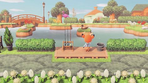 Fishing Spot Animal Crossing, Acnh Landscaping, Acnh Aesthetics, Ideas Animal Crossing, Fishing Ideas, Animals Crossing, Ac New Leaf, Animal Crossing Guide, Animal Crossing Wild World