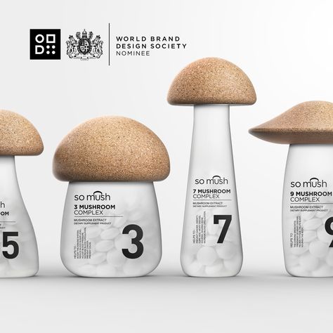 Innovative Bottle Design, Creative Bottle Packaging, Mushroom Package Design, Unique Label Design, Supplement Package Design, Packaging Design Medicine, New Packaging Design, Unique Packaging Design Boxes, Mushroom Packaging Design