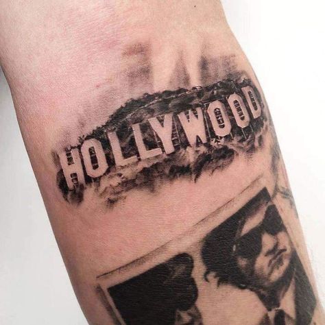 Hollywood Tattoo, Remember Tattoo, La Tattoo, Movie Tattoos, Latest Tattoos, Red Tattoos, Hollywood Sign, Badass Tattoos, Black Ink Tattoos