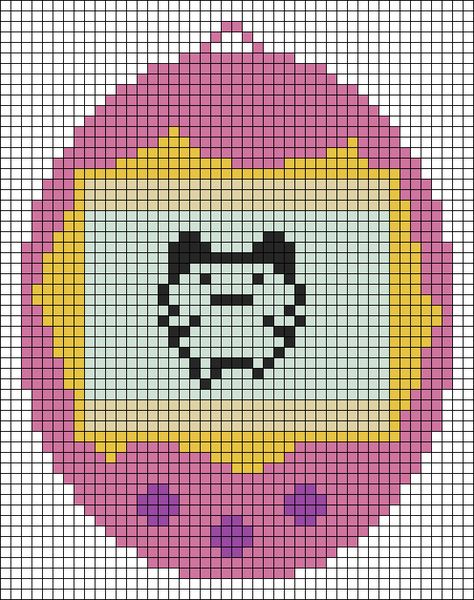 Alpha pattern #152530 | BraceletBook Tamagotchi Alpha Pattern, Studio Ghibli Pixel Art Grid, Tamagotchi Connection, Kawaii Crafts, Graph Crochet, Crafts Sewing Patterns, Pixel Crochet, Pixel Art Grid, Tapestry Crochet Patterns