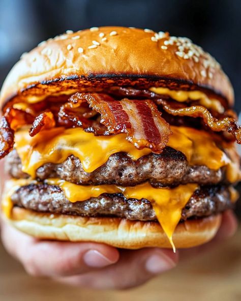 Ultimate Cheesy Bacon Burger Chicken Burgers Recipe, Burger Dogs, Beef Patties, Bacon Stuffed Mushrooms, Bacon Burger, Cheesy Bacon, Gourmet Burgers, Food Goals, Just Cooking