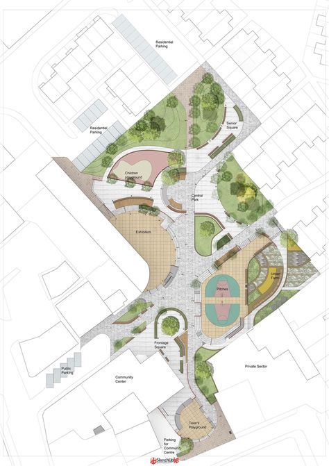 Landscape Architecture Presentation Plan, Situation Architecture, Landscape Floor Plan, Park Design Plan, Architectural Site Plan, Landscape Masterplan, Campus Landscape Design, Koshino House, Architecture Garden Design